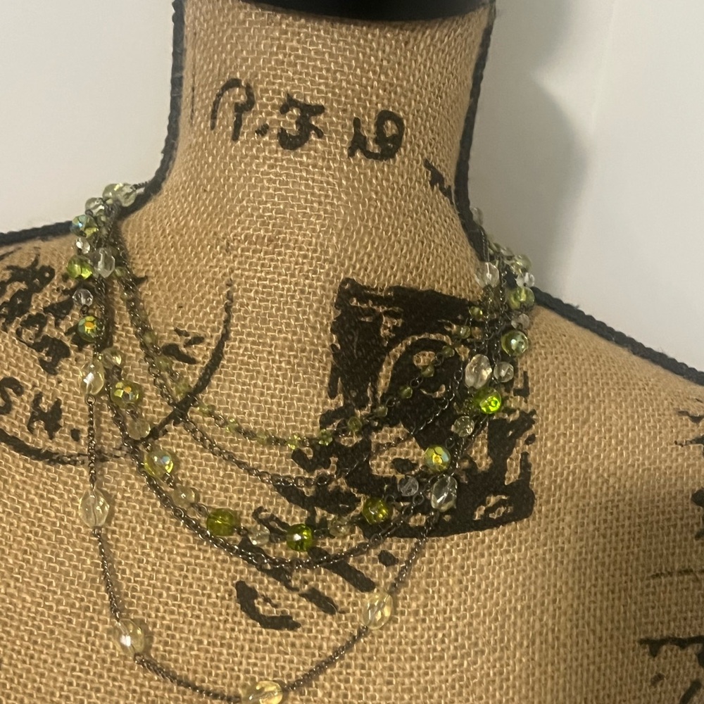 Park Lane Multi-Strand Necklace with Green and Yellow Beads